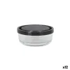 Lunch box Borgonovo Igloo lines Black Transparent Glass 320 ml (12 Units)