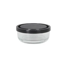 Lunch box Borgonovo Igloo lines Black Transparent Glass 320 ml (12 Units)