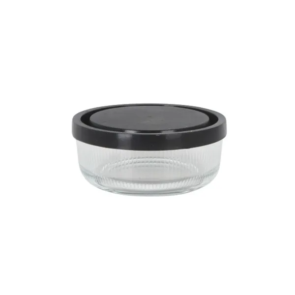 Lunch box Borgonovo Igloo lines Black Transparent Glass 320 ml (12 Units)