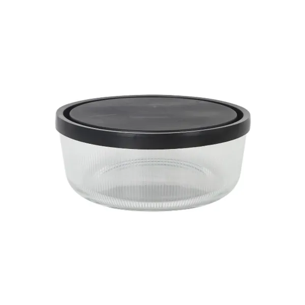 Lunch box Borgonovo Igloo lines Black Transparent Glass 1,47 L (12 Units)