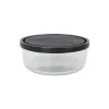 Lunch box Borgonovo Igloo lines Black Transparent Glass 1,47 L (12 Units)
