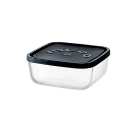 Lunch box Borgonovo Igloo lines Black Transparent Glass 960 ml (12 Units)