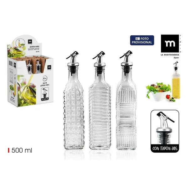 Cruet La Mediterránea Transparent Silver Glass 500 ml (24 Units)