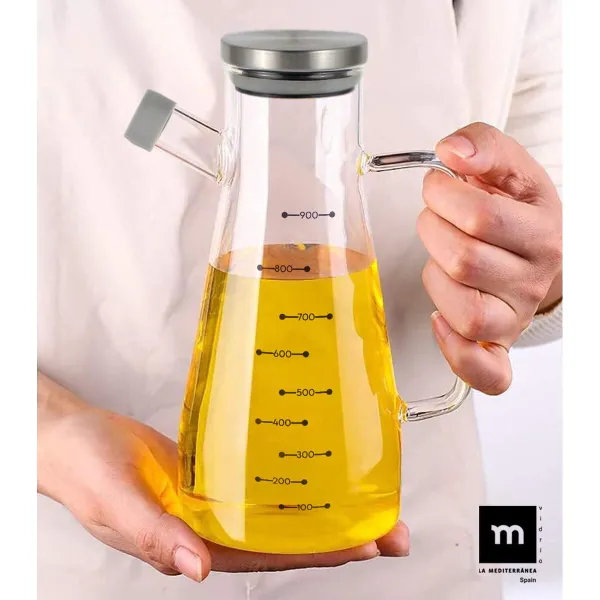 Cruet La Mediterránea Transparent Silver Silicone Steel Borosilicate Glass 900 ml (12 Units)