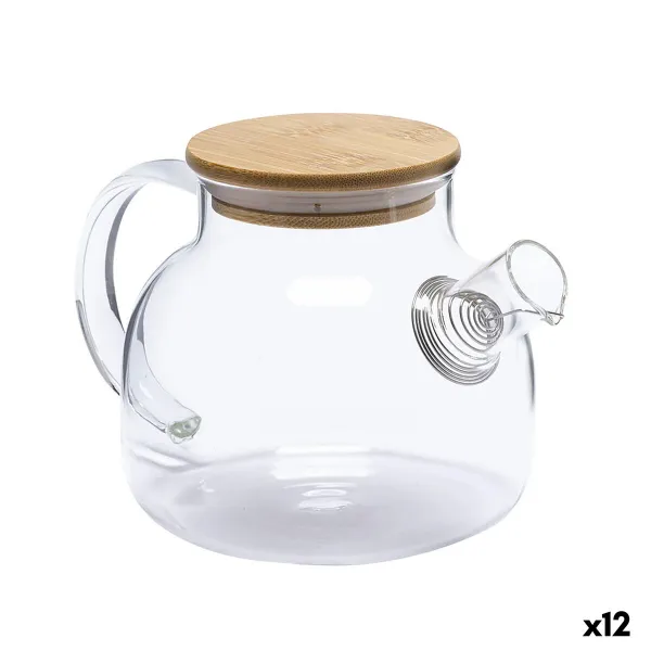 Teapot La Mediterránea Brown Transparent Bamboo Borosilicate Glass 1 L (12 Units)