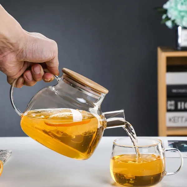 Teapot La Mediterránea Brown Transparent Bamboo Borosilicate Glass 1 L (12 Units)