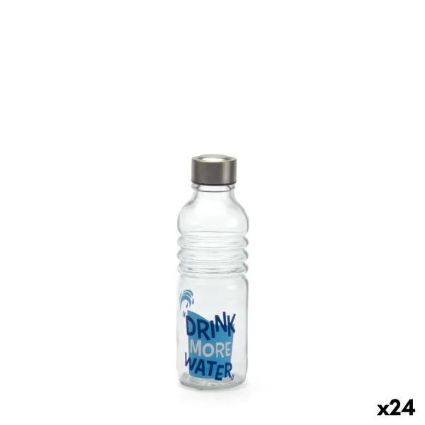 Stikla Pudele La Mediterránea Drink more Water Zils Caurspīdīgs Stikls Tērauds 500 ml (24 gb.)