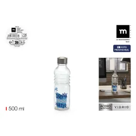 Стеклянная бутылка La Mediterránea Drink more Water Синий Прозрачный Cтекло Сталь 500 ml (24 штук)