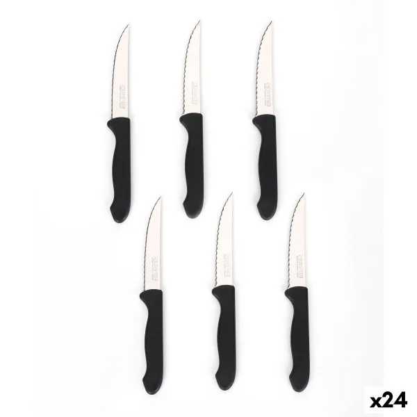 Knife Set Cuyfor Black Silver Stainless steel polypropylene 6 Pieces (24 Units)