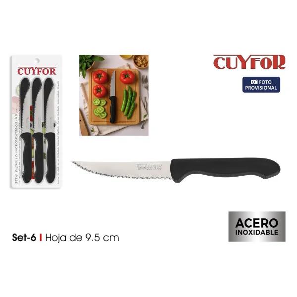 Knife Set Cuyfor Black Silver Stainless steel polypropylene 6 Pieces (24 Units)