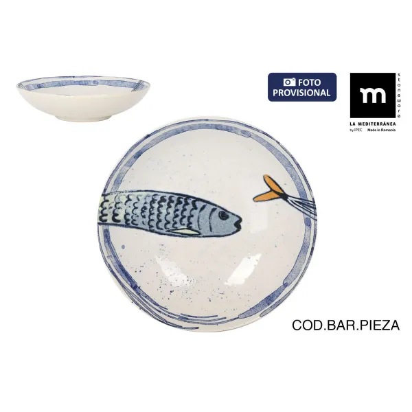 Deep Plate La Mediterránea Peixe 2.0 Multicolour Ceramic Ø 21 cm (12 Units)