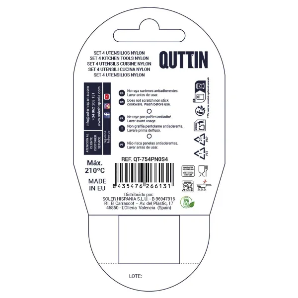 Virtuvės reikmenų rinkinys Quttin Quttin Nailonas 36 X 10,3 X 10 cm Juoda 4 Dalys (6 vnt.)