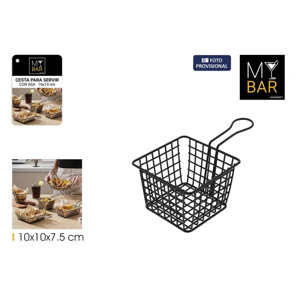 Basket for Presenting Aperitifs My Bar 10 x 10 x 7,5 cm (24 Units)