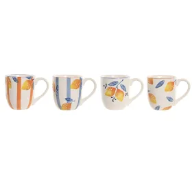 Krūze Home ESPRIT Dzeltens Zils Balts Oranžs Citrona Vidusjūra Ar reljefu 360 ml (4 gb.)