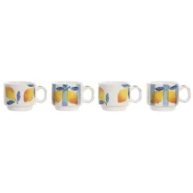 Komplekts ar kafijas tasēm Home ESPRIT Dzeltens Zils Balts Oranžs Metāls Dolomite 260 ml