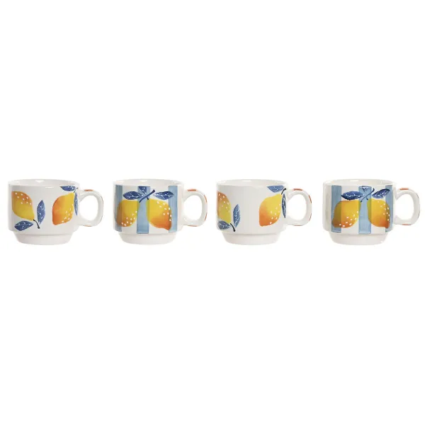 Piece Coffee Cup Set Home ESPRIT Yellow Blue White Orange Metal Dolomite 260 ml