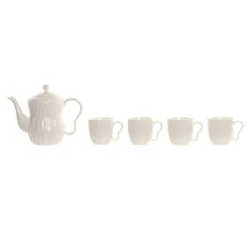 Komplekts ar kafijas tasēm Home ESPRIT Balts Tumši brūns Bambuss Porcelāns 6 Daudzums