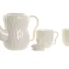 Piece Coffee Cup Set Home ESPRIT White Dark brown Bamboo Porcelain 6 Pieces
