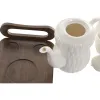 Piece Coffee Cup Set Home ESPRIT White Dark brown Bamboo Porcelain 6 Pieces