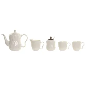 Komplekts ar kafijas tasēm Home ESPRIT Balts Tumši brūns Bambuss Porcelāns 240 ml 6 Daudzums