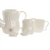 Tea Set Home ESPRIT White Dark brown Bamboo Porcelain