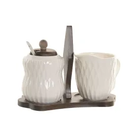 Сахарница Home ESPRIT Белый Темно-коричневый Бамбук Фарфор 19,5 X 9 X 15 CM 2 Предметы