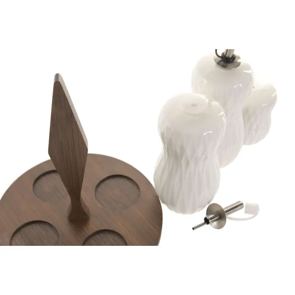 Oil and Vinegar Set Home ESPRIT White Dark brown Bamboo Porcelain 17 x 17 x 19 cm