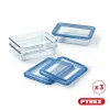 Set of lunch boxes Pyrex Blue Transparent 800 ml 3 Pieces