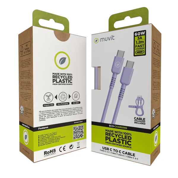 USB-C - USB-C kaapeli Muvit for Change Laventeli 1,2 m