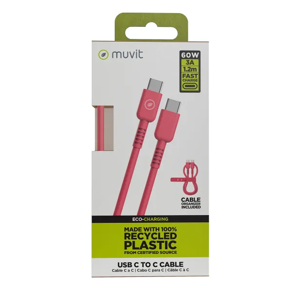 USB-C - USB-C kaapeli Muvit for Change Magenta 1,2 m