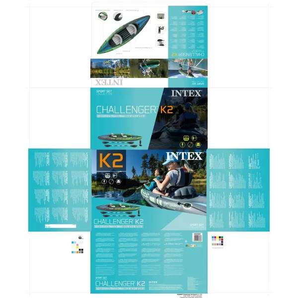 Puhallettava kanootti Intex Water Lounge 351 x 76 x 38 cm Vihreä 2 henkilöt