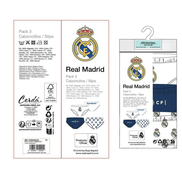 Apatinių kelnaičių rinkinys Real Madrid C.F. Spalvotas