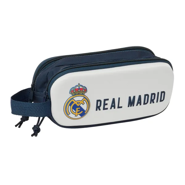 Dvigubas penalas Real Madrid C.F. Balta Tamsiai mėlyna 21 x 8 x 6 cm