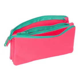 Тройной пенал Nait Nait Rosa fluor Розовый 22 x 12 x 3 cm