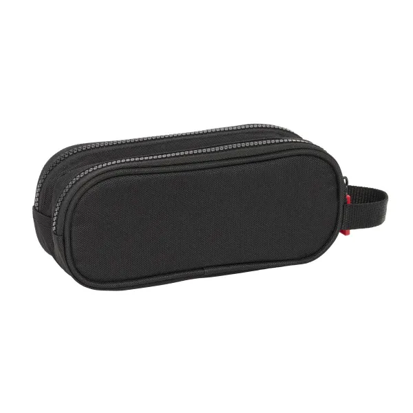 Двойной пенал F.C. Barcelona Black Чёрный 21 x 8 x 6 cm