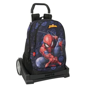 Mokyklinė kuprinė su ratukais Spider-Man Attack Juoda 32 x 44 x 16 cm