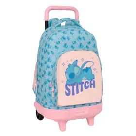 Mokyklinė kuprinė su ratukais Lilo & Stitch Ohana Mėlyna 33 x 45 x 22 cm