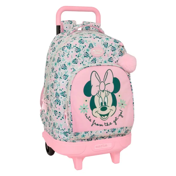 Reppu pyörillä Minnie Mouse Minty Pinkki 33 x 45 x 22 cm