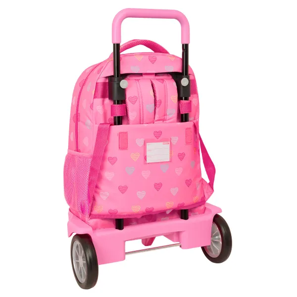 Reppu pyörillä Benetton Heart Pinkki 33 x 45 x 22 cm