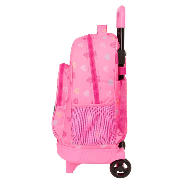 Reppu pyörillä Benetton Heart Pinkki 33 x 45 x 22 cm