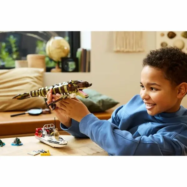 Statybos rinkinys Lego 76974 Jurassic World : Brick-Built Mosasaurus Boat Mission 858 Dalys