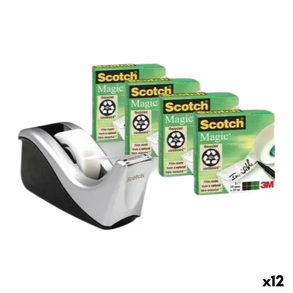 Подставка для клейкой ленты Scotch C60 Чёрный Серый Cinta Adhesiva x 4 (12 штук)