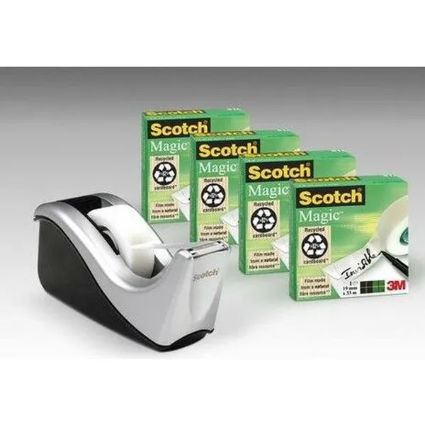 Подставка для клейкой ленты Scotch C60 Чёрный Серый Cinta Adhesiva x 4 (12 штук)