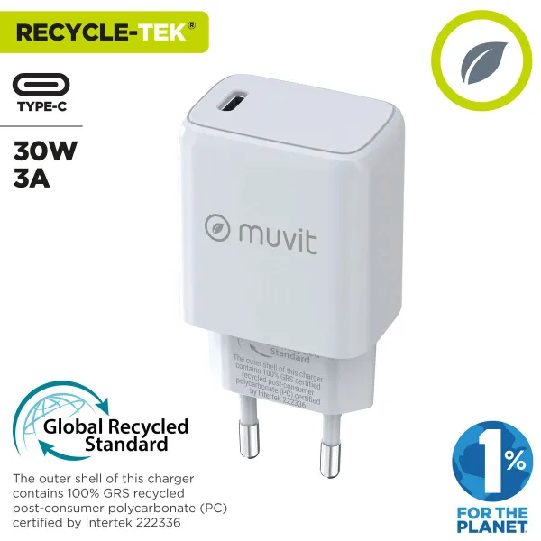 Sienas Lādētājs Muvit MCACC0014 Balts 30 W