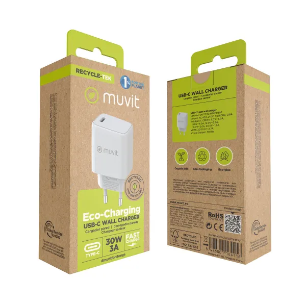 Sienas Lādētājs Muvit MCACC0014 Balts 30 W