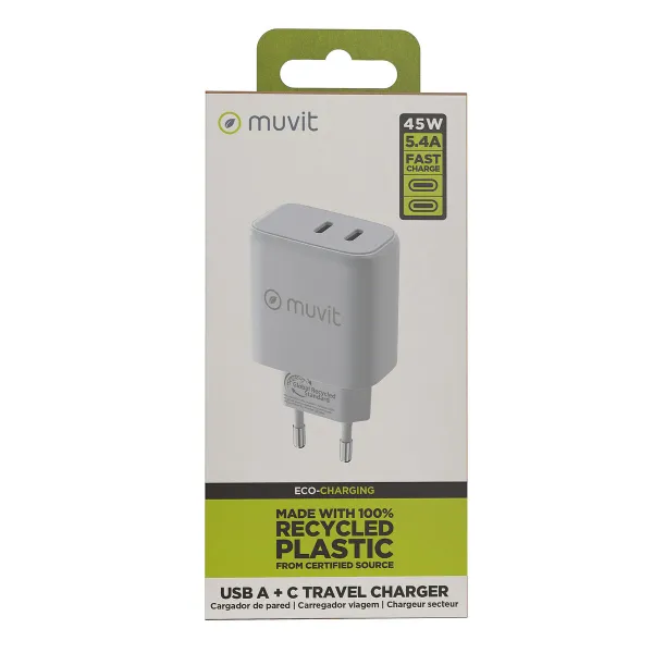 Sieninis įkroviklis Muvit for Change HC-175 Balta 20 W 45 W
