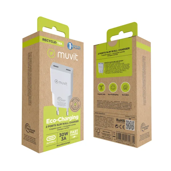Auto Lādētājs Muvit for Change HC-263C Balts 30 W