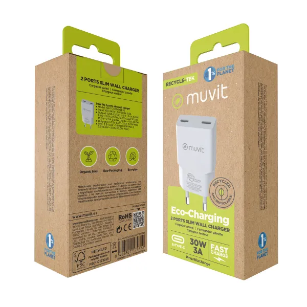Auto Lādētājs Muvit for Change HC-263C Balts 30 W