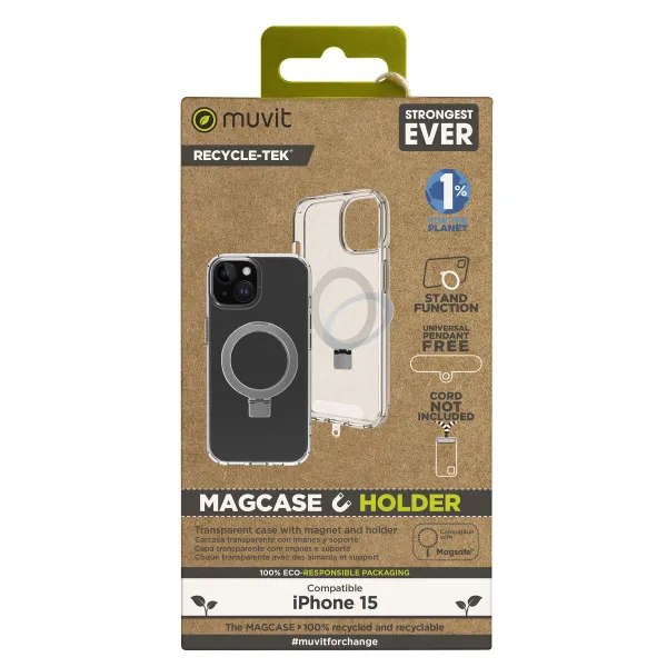 Mobiliojo telefono dėklas Muvit for Change iPhone 15 Clear iPhone 15 Magnetinis