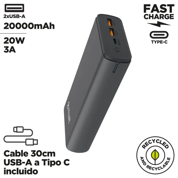 Powerbank Muvit for Change DP200G-R-PD Melns 20 W
